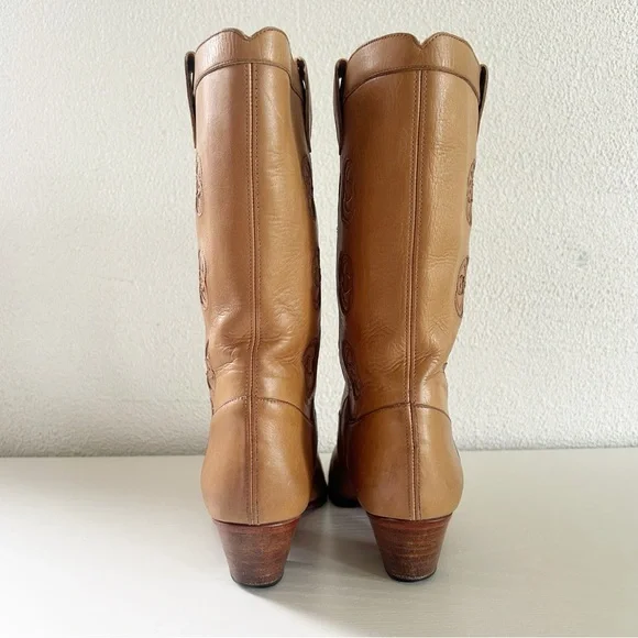 Vintage Gucci Cowboy Western Boots Interlocking GG Logo Tan Beige Size US 6.5 - Picture 8 of 13